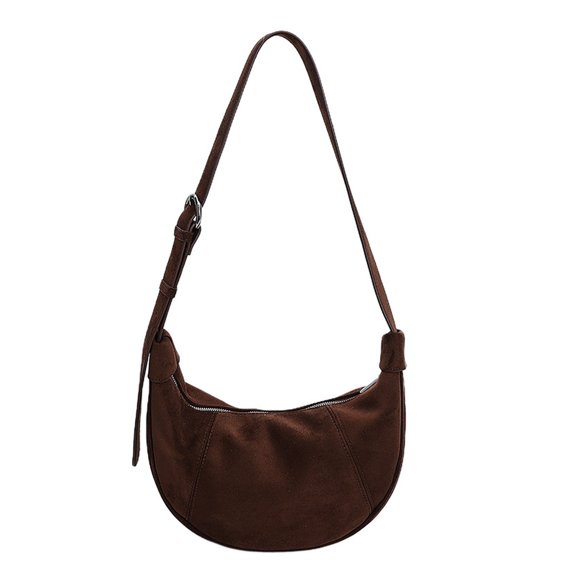 Hobos Bags for Women Crescents Shoulder Purse Soft Crossbody Handbags Faux Suedes Underarm Bags with Adjustable Strap