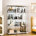 thumbnail image 1 of Hoccot 4-Shelf Living room Glass Display Cabinet with Mirrored Back, Solid Wood Wine Cabinet - White, 1 of 10