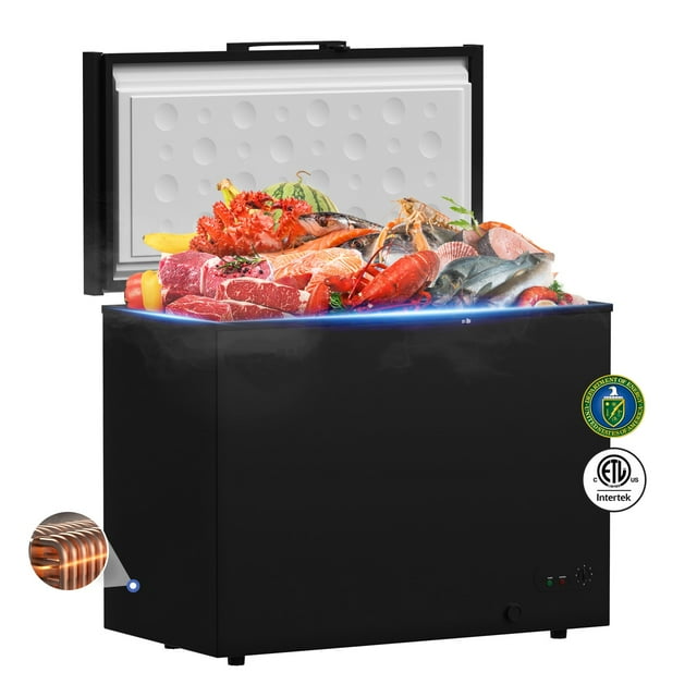 Hoccot Chest Freezer 10 Cu.Ft. 1 Removable Basket Deep Small Compact