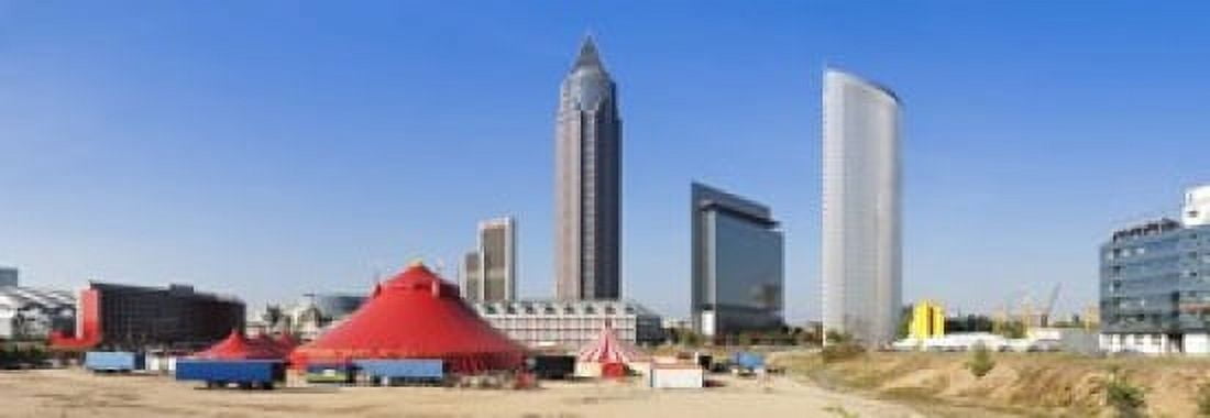 Hochhauser in the European quarter a circus tent Frankfurt Hesse Germany Canvas Art - Panoramic Images (18 x 7)