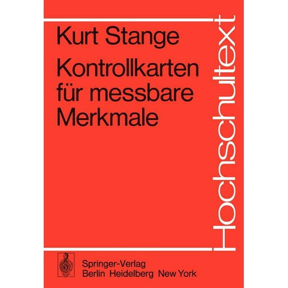 Hochschultext Kontrollkarten Für Messbare Merkmale, (Paperback)