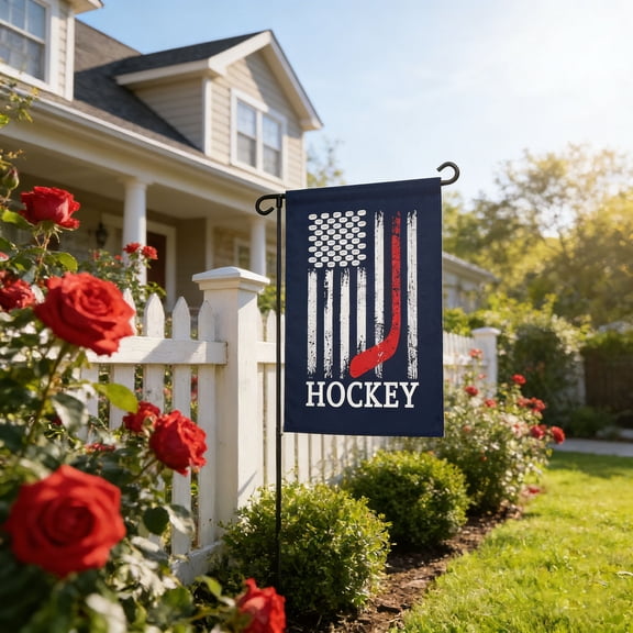 Hockey American Flag Garden Flag – Double Sided Patriotic Sports Yard Banner for Outdoor Decor, Weather Resistant