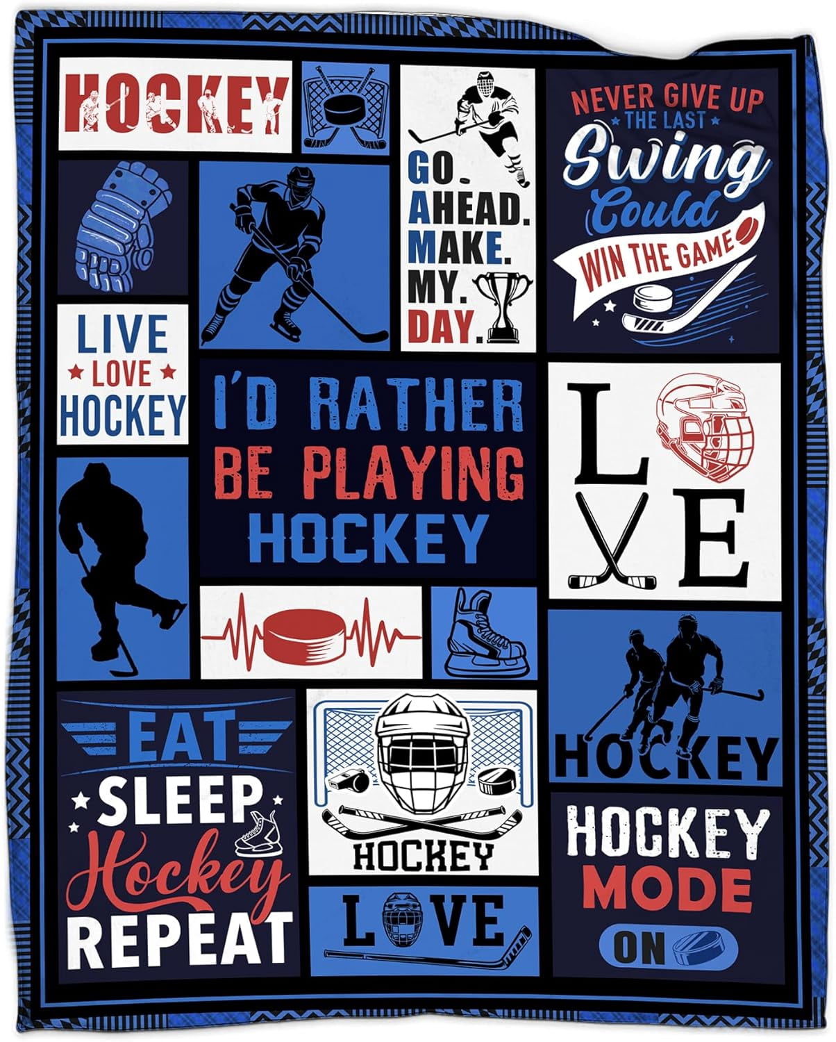 Hockey Blanket for Boys, Ice Hockey Gifts for Boys Men Women, Hockey Lovers Gifts, Hockey Accessories Player Gift Throw Blanket Soft Flannel Birthday Graduation Home Decor 50"x 60"