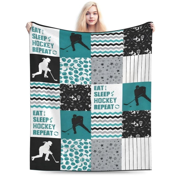 Hockey Blanket Ice Throw Blanket Fleece Flannel Plush Bedding Hockey Gifts for Men Women for Couch Sofa Bed Decor 50x40