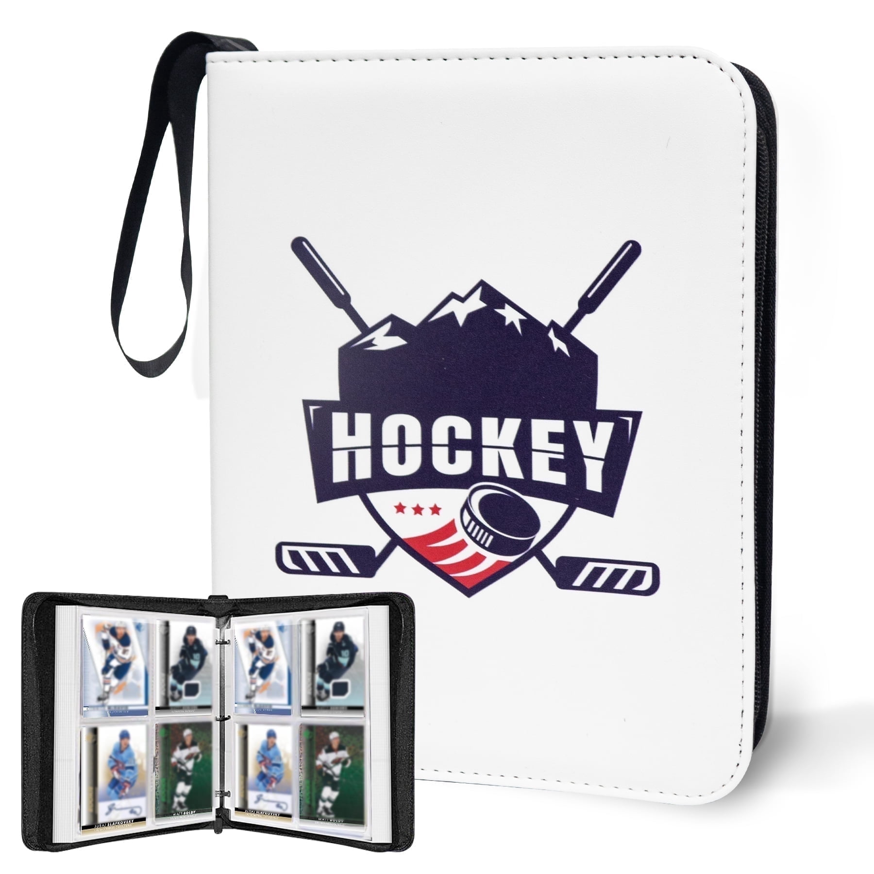hockey card binder walmart Hockey Card Zipper Binder 400 Pockets,Gifts for Hockey Trading Cards  Collectors,Card Storage Bag with Removable Sleeves for Sports Hockey Cards
