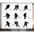 thumbnail image 1 of Ambesonne Hockey Curtains 2 Panel Set, Black Player Silhouettes, 108" x 84", Black White, 1 of 3