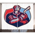 thumbnail image 1 of Ambesonne Hockey Curtains 2 Panel Set, Player Holding Stick, 108" x 84", Dark Coral Pale Blue, 1 of 3