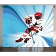 thumbnail image 1 of Ambesonne Hockey Curtains 2 Panel Set, Player Strong Shot Goal, 108" x 108", Blue Red White, 1 of 3