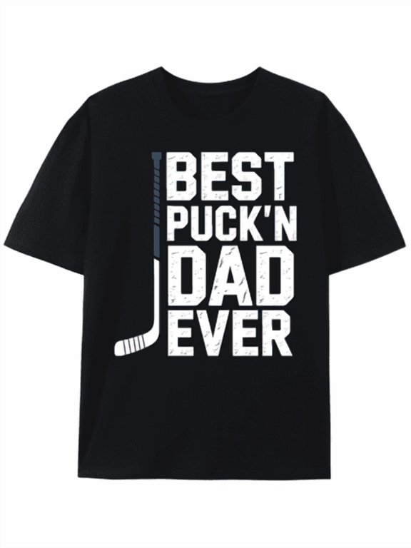 Hockey Dad Black 180G 100% Cotton Mens Funny Unisex Shirt Printed Tshirts Original Unisex Shirt Crewneck Tshirts,For Family And Friends,Street Fashion.