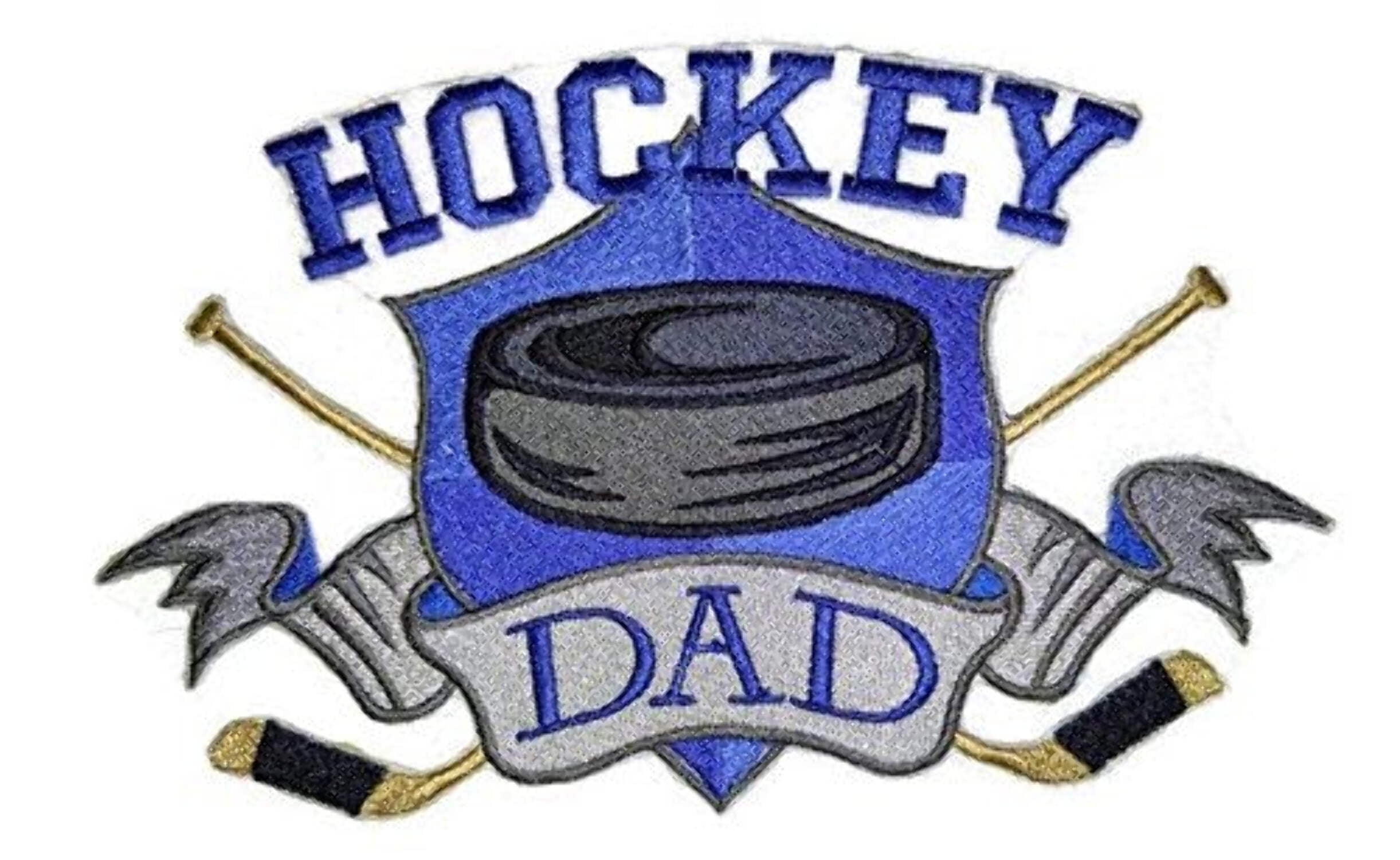 Hockey Dad Embroidered Iron on/Sew patch [7.8" X 4.98"]