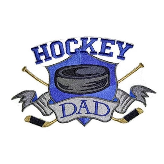 Hockey Dad Embroidered Iron on/Sew patch [7.8" X 4.98"]
