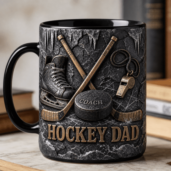Hockey Dad Mug 3D Effect Mug, Hockey Coach Mug Gift for Dad, Coach, Team Parent