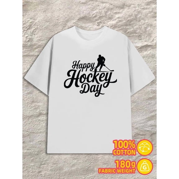 Hockey Day Tee mens 180G 100% Cotton white Casual Unisex Shirt Graphic Tee tshirts Original Unisex Shirt Graphic Tee tshirts Classic Unisex Shirt Cotton tshirts