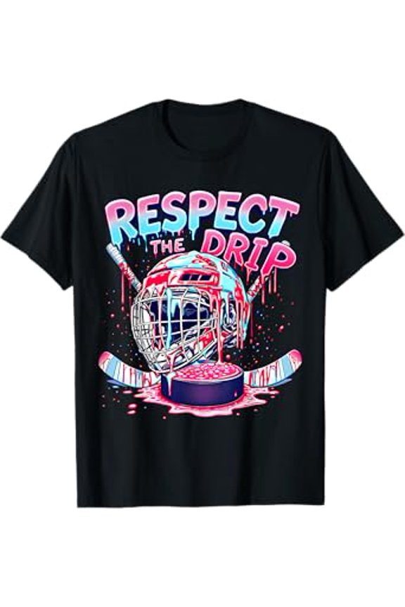Hockey Drip For Boys Ice Cream Drip Youth Kids Funny Sports T-Shirt