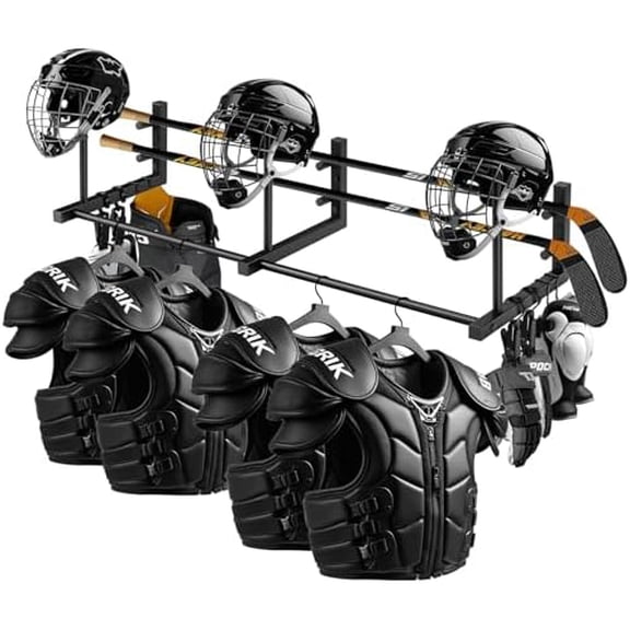 Hockey Drying Rack - 31.5in Ice Hockey Stick Holder Wall Mount - Hockey Gear Hanger Drying Rack With Hooks and Clips Field Hockey Equipment Dryer Display Storage Organizer For Lacrosse Metal