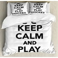 thumbnail image 1 of Hockey Duvet Cover Set King Size, Keep Calm and Play Hockey Quote with Sticks in Black and White Competition Sports, Decorative 3 Piece Bedding Set with 2 Pillow Shams, Black White, by Ambesonne, 1 of 3