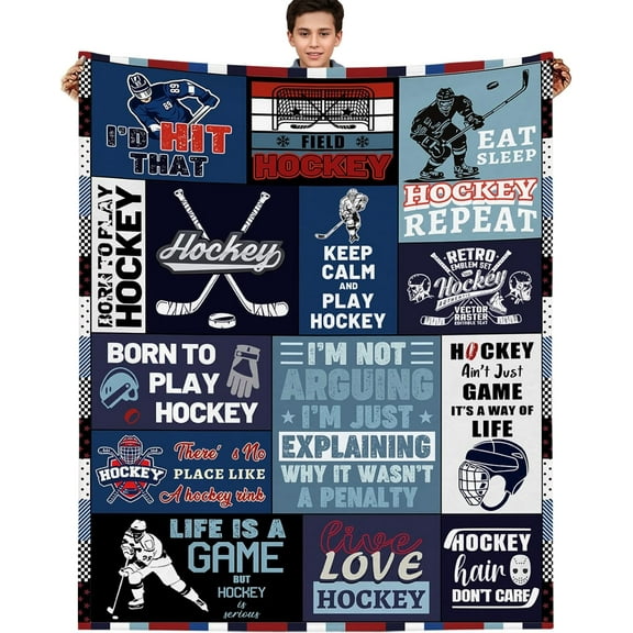 Hockey Gifts for Boys Men, Hockey Blanket for Kids, Gifts for Hockey Lovers, Hockey Player Blanket 50 * 60 to Keep Warm for Boys 8-12