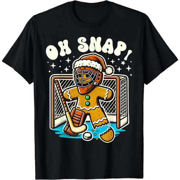 Hockey Goalie Gingerbread Man Krismast Oh Snap Cookie T-Shirt