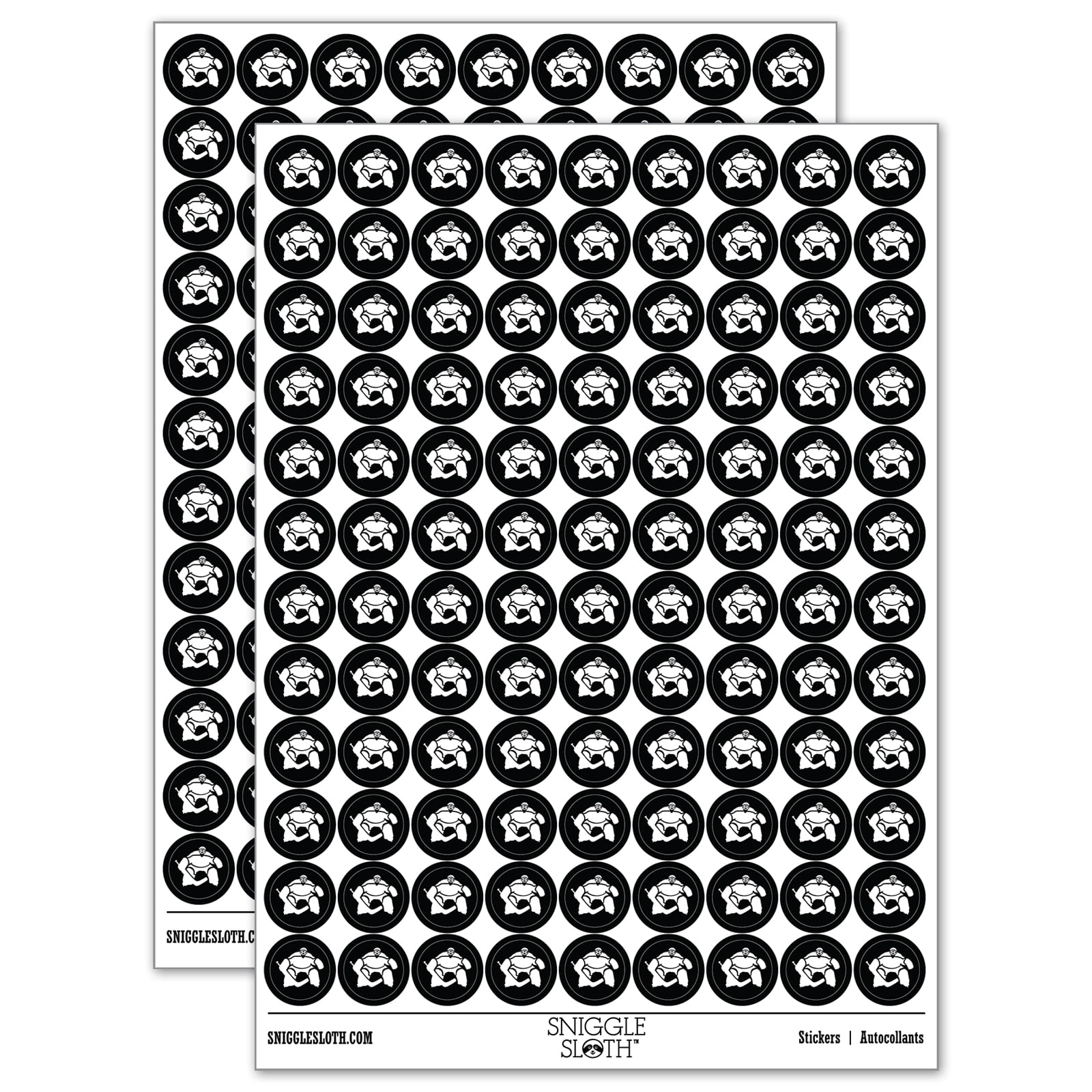 Hockey Goalie Goalkeeper with Stick 200+ Round Stickers - Black - Gloss ...