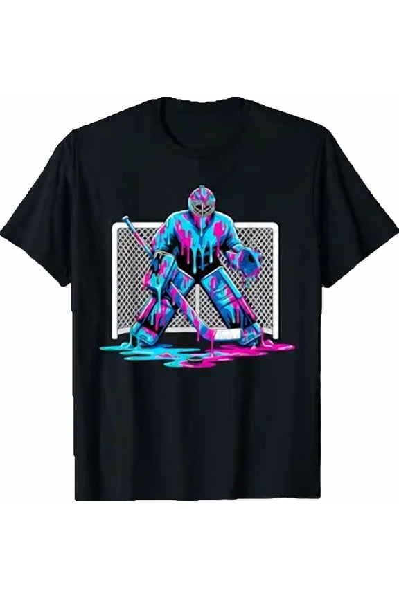 Hockey Goalie Ice Cream Drip Boys Ice Hockey Sport Player T-Shirt