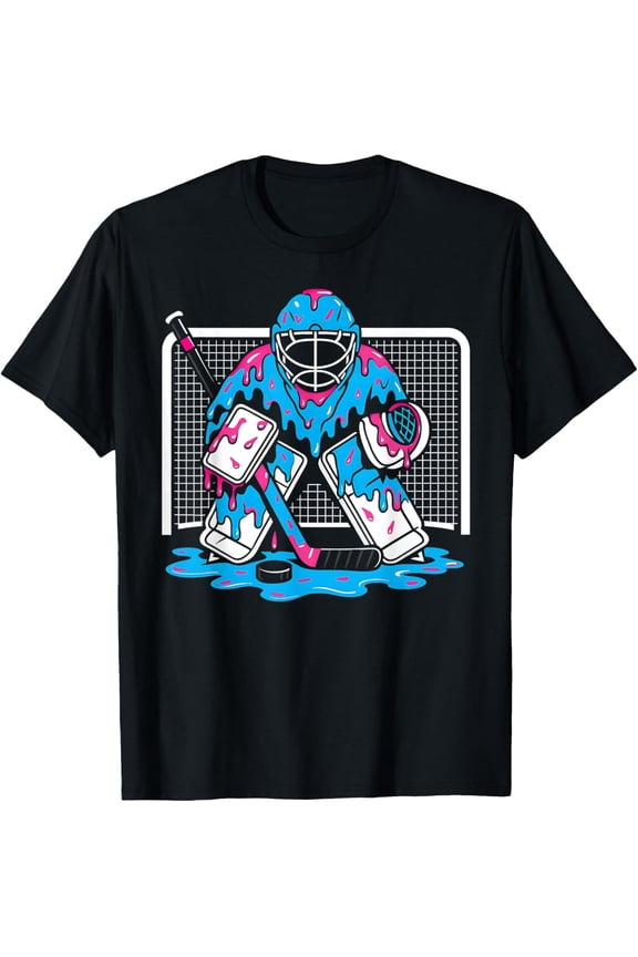 Hockey Goalie Ice Cream Drip Boys Ice Hockey Youth Player T-Shirt All Size S-5Xl