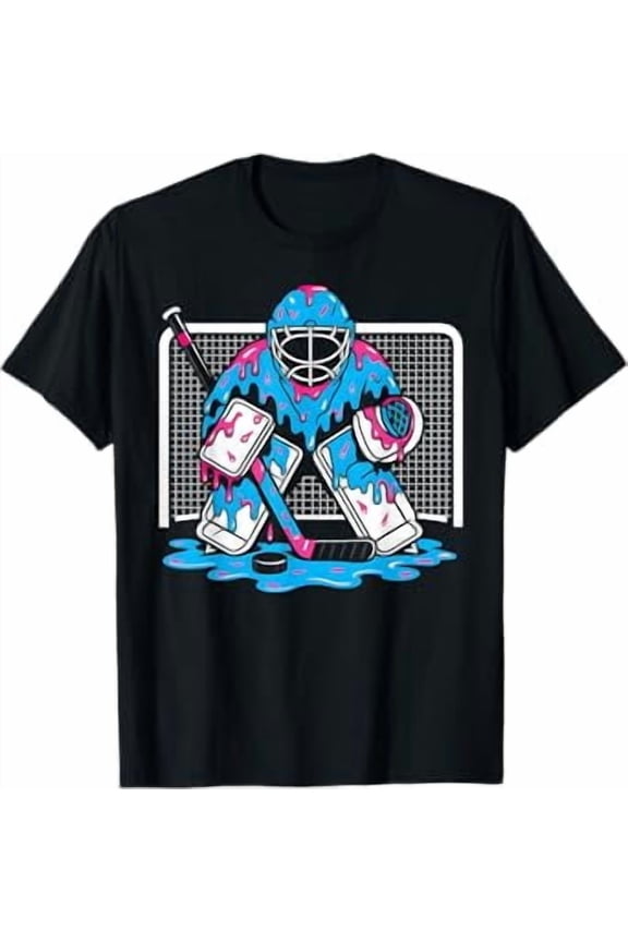 Hockey Goalie Ice Cream Drip Boys Ice Hockey Youth Player T-Shirt