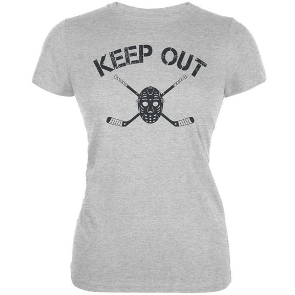 Hockey Goalie Keep Out Heather Grey Juniors Soft T-Shirt - Medium