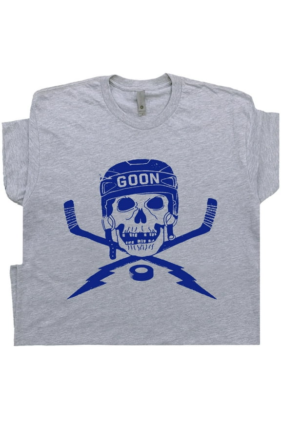 Hockey Goon T Shirt Funny Hockey Mask Graphic Vintage Tee Gift For Men Guys Teen Player Skull and Sticks Retro Goalie Sports