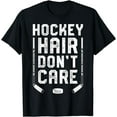 thumbnail image 1 of Hockey Hair Don't Care T shirt Women Girls Ice Puck Player T-Shirt, 1 of 3