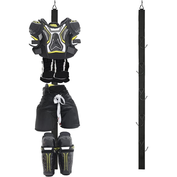 Hockey Hanger Portable Hanging Dryig Rack Hockey Gifts for Home and Outdoor Using in Ice Hockey Skating Football Camping Fishing 5 Hooks (Black)