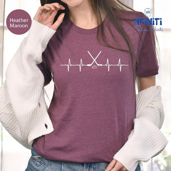 Hockey Heartbeat T-shirt: Ice Hockey Lover, Sports Fan Gift All Size S-5Xl