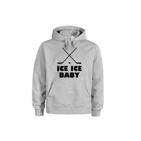 Hockey Hoodie, Ice Ice Baby, Unisex Hoodies, Hockey Apparel, Ice Hockey, Funny Hoodies, Gift For Hockey Player, Gift For Him, Fashion, humor, Grey (Black Text), MEDIUM