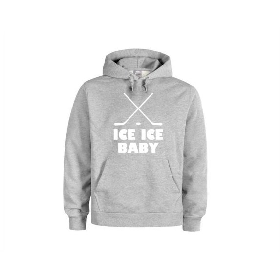 Hockey Hoodie, Ice Ice Baby, Unisex Hoodies, Hockey Apparel, Ice Hockey, Funny Hoodies, Gift For Hockey Player, Gift For Him, Fashion, humor, Grey (White Text), LARGE