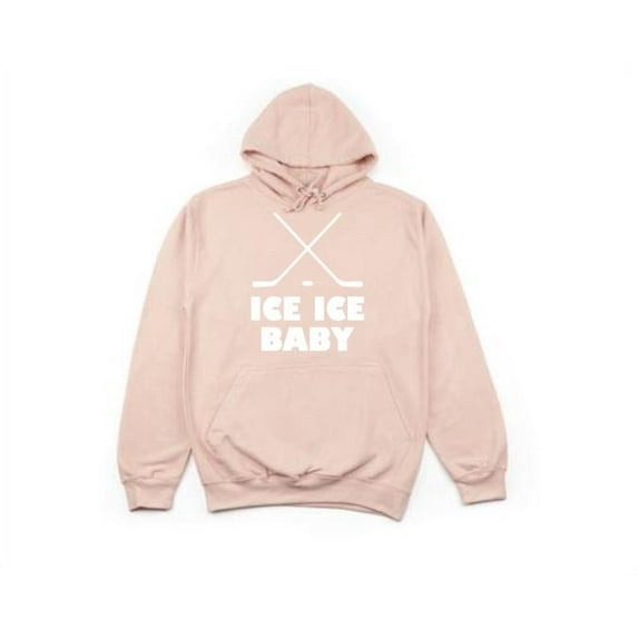 Hockey Hoodie, Ice Ice Baby, Unisex Hoodies, Hockey Apparel, Ice Hockey, Funny Hoodies, Gift For Hockey Player, Gift For Him, Fashion, humor, Peach (White Text), SMALL