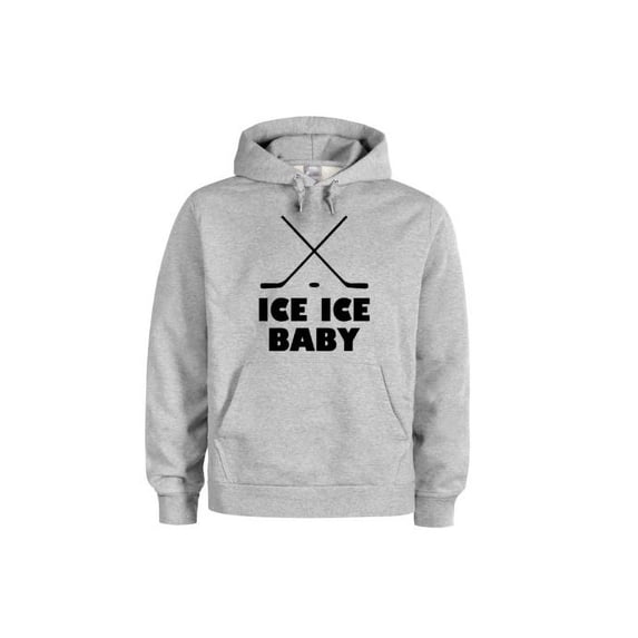 Hockey Hoodie, Ice Ice Baby, Unisex Hoodies, Hockey Apparel, Ice Hockey, Funny Hoodies, Gift For Hockey Player, Gift For Him, Fashion, humor, Grey (Black Text), 2XL