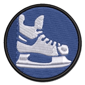 Hockey Ice Skates Skating Blades Applique Multi-Color Embroidered Iron-On Patch - 2.0 Inch Mini