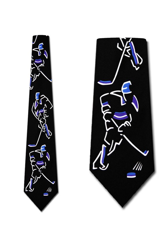 Hockey Images (Black and Blue) Necktie Mens Tie
