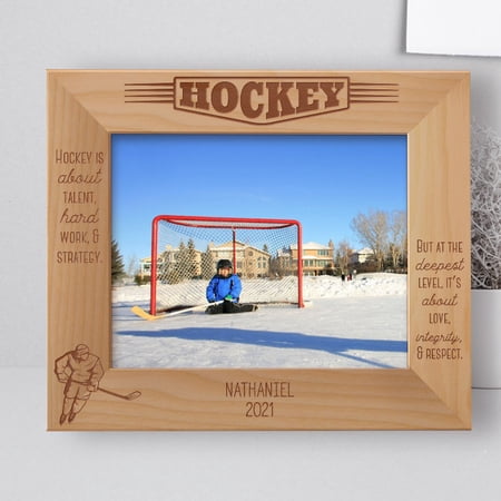 Hockey Is About Talent, Hard Work & Strategy. But At The Deepest Level Personalized Wooden Frame-10" x 8" Brown Horizontal