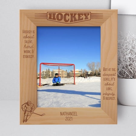 Hockey Is About Talent, Hard Work & Strategy. But At The Deepest Level Personalized Wooden Frame 8" x 10" Brown (Vertical)