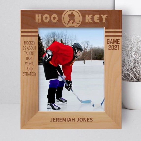 Hockey Is About Talent Personalized Wooden Frame 8" x 10" Brown (Vertical)