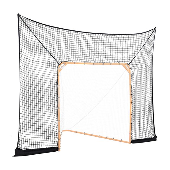Hockey Lacrosse Goal Backstop 12 x 9 Ft Training Net with Extended Coverage Quick Easy Install for Backyard Youth Adult Practice