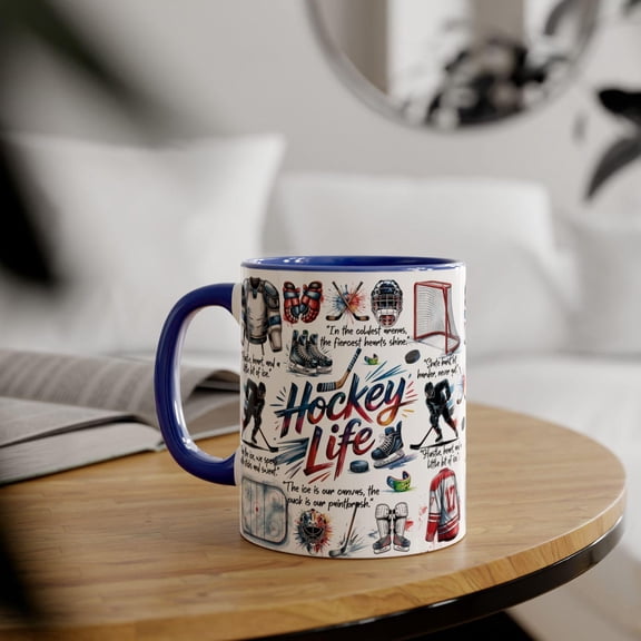 Hockey Life collage Accent Mug | 11oz ceramic black handle