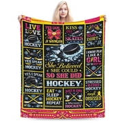 Hockey Lover Blanket Gift for Girls Hockey Fans Cozy Soft Throw Blanket Ice Hockey Pattern Sports Home Decor 50x40