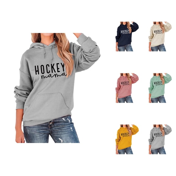 Hockey Mama Hoodies for Women 2025 Long Sleeve Soft Graphic Hooded Sweatshirt with Pockets Pullover Tops