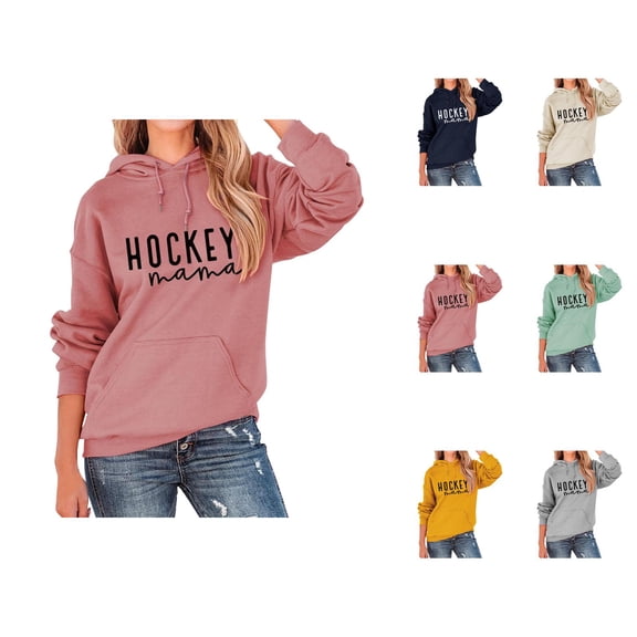 Hockey Mama Hoodies for Women 2025 Long Sleeve Soft Graphic Hooded Sweatshirt with Pockets Pullover Tops