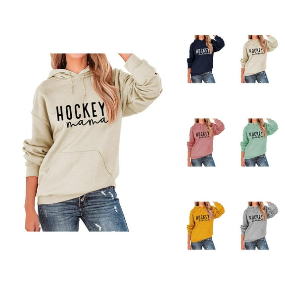 Hockey Mama Hoodies for Women 2025 Long Sleeve Soft Graphic Hooded Sweatshirt with Pockets Pullover Tops