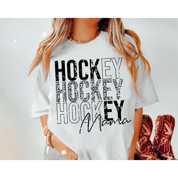 Hockey Mama T-Shirt, Leopard Print Grunge Hockey Mom Shirt, Distressed Sports Tee for Moms