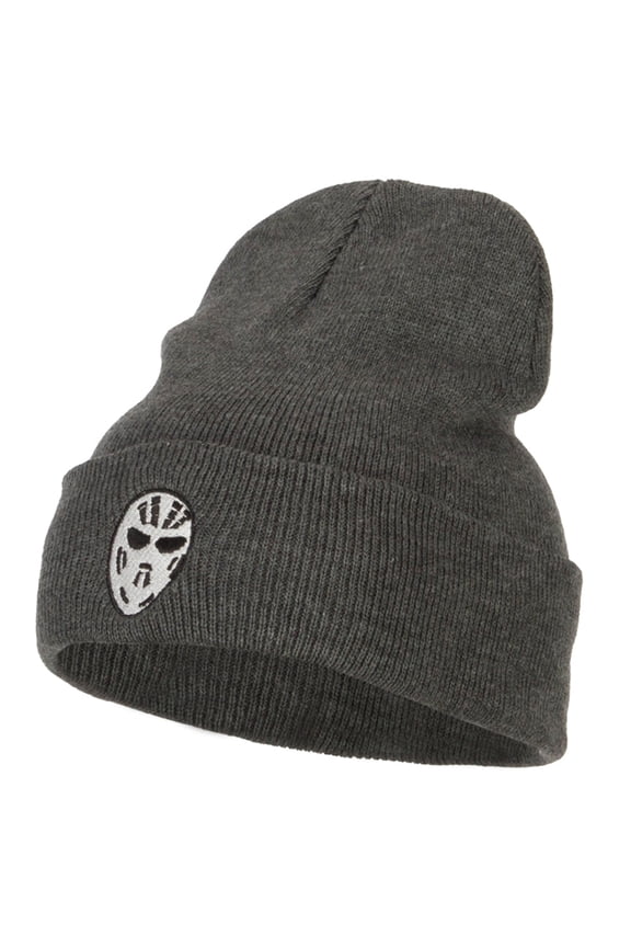 Hockey Mask Costume Embroidered Long Beanie - Dk Grey OSFM
