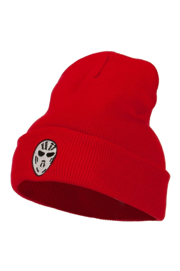 Hockey Mask Costume Embroidered Long Beanie - Red OSFM