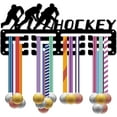 thumbnail image 1 of Hockey Medal Holder Display Medal Hangers Sports Awards Rack Iron Frame with Hooks Small Wall Mount Medal Hangers Organizer for Hanging Medals Badges Player Medalist 11.4 x 5.1Inch Black, 1 of 7